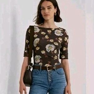 LAUREN Ralph Lauren Floral Boat-Neck Tee